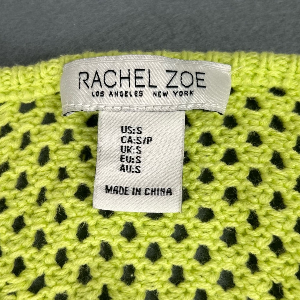 Rachel Zoe Crochet Maxi Dress Lime Green Sleeveless Boho Festival Resort Small - Picture 2 of 10